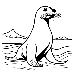 curious seal coloring page