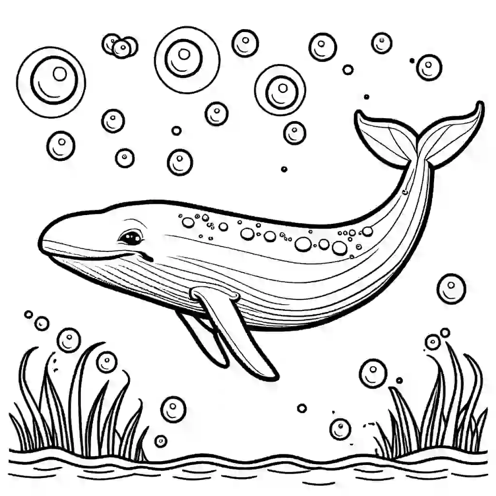 Cute blue whale swimming coloring page Lulu Pages