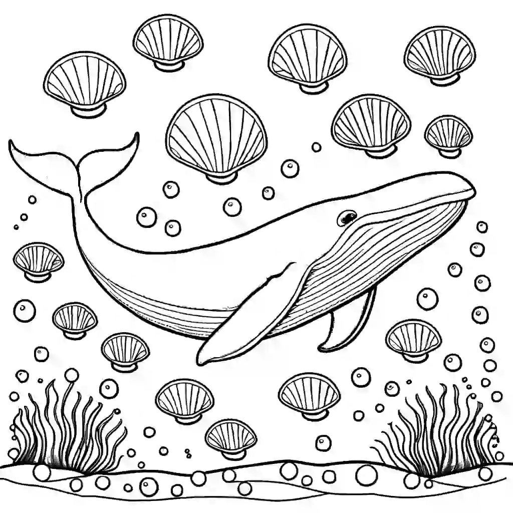 Cartoon Blue Whale Coloring Page for Kids