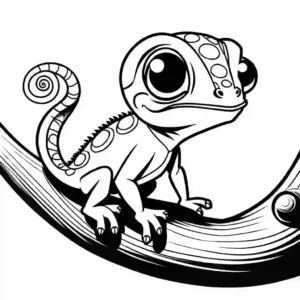 Chameleon coloring page on tree branch coloring page
