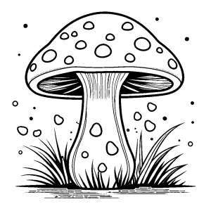 Cute Mushroom with Straight Stem Coloring Page