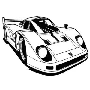 Detailed Porsche 962 line art for coloring hobbyists coloring page