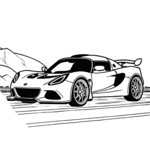 Intricate line art of a 2018 Lotus Exige - LOTUS EXIGE CUP 430 TYPE 25 for coloring fun coloring page