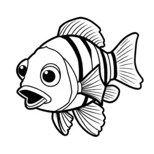Intricate outline of a Clownfish ready to be colored in with pencils or markers coloring page