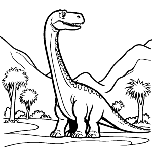 Diplodocus dinosaur line art for coloring book coloring page