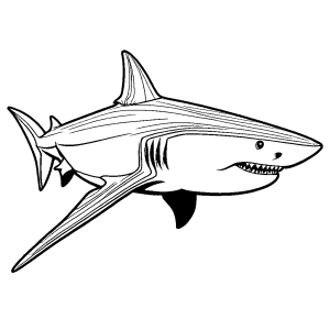 Detailed shark body with distinctive markings coloring page