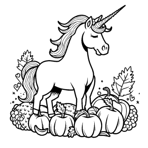 Dreamy unicorn with horn and tail coloring page