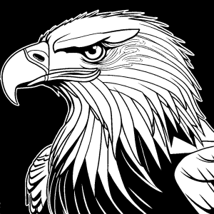 Minimalist line art of an eagle with its wings extended coloring page