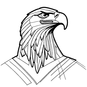 One-line drawing of an eagle's graceful silhouette coloring page