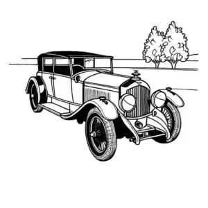 Simple drawing of a 1928 Bentley 4 1/2 Litre for kids to color - coloring page