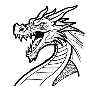 Dragon with fierce expression coloring page