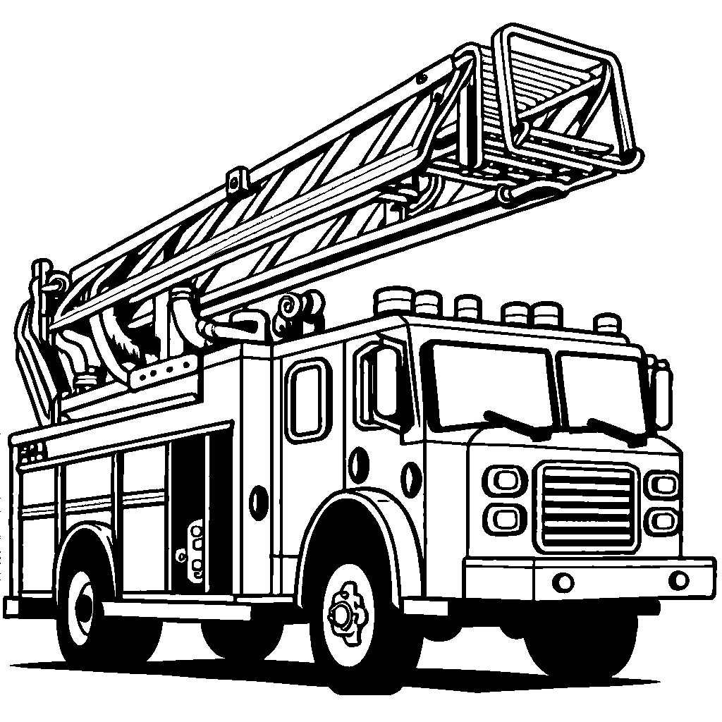Fire truck line art coloring page