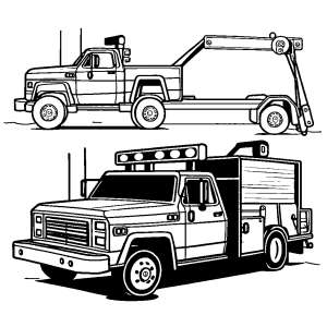 Flatbed tow truck outline coloring page