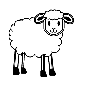 Smiling sheep illustration coloring page