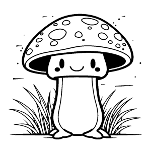 Friendly Mushroom with Curvy Base Coloring Page