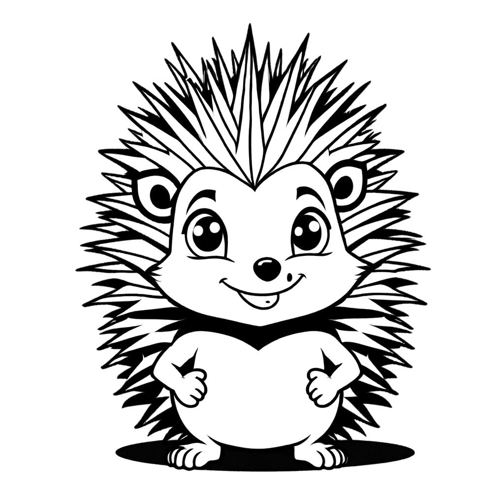 Cute and friendly hedgehog coloring page