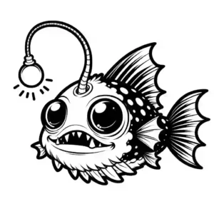 Anglerfish with glowing lure coloring page