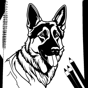 German Shepherd dog face coloring page