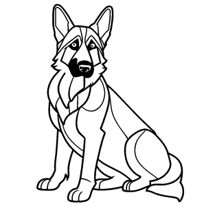 German Shepherd dog body and tail coloring page