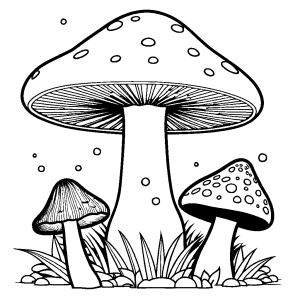 Giant Mushroom illustration for coloring activity coloring page