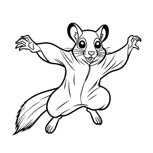 Flying squirrel gracefully gliding through the air coloring page