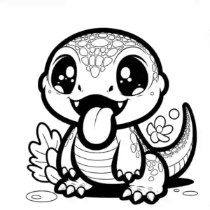 Playful Komodo Dragon with its tongue out ready to be colored in coloring page
