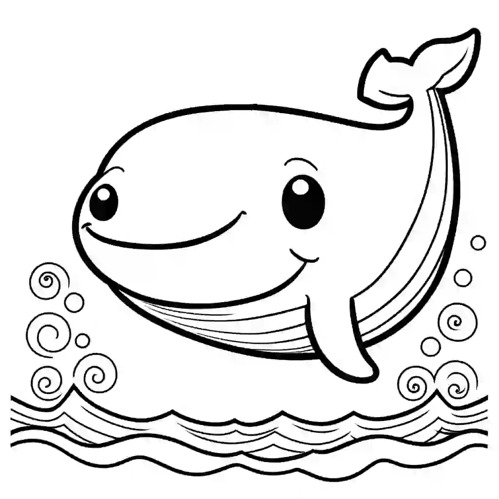 Smiling whale printable coloring page