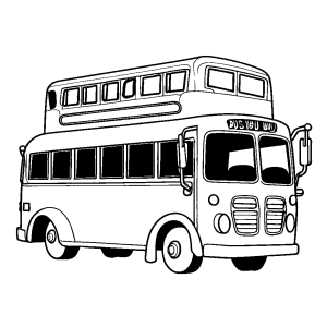 Cute cartoon bus coloring page for children