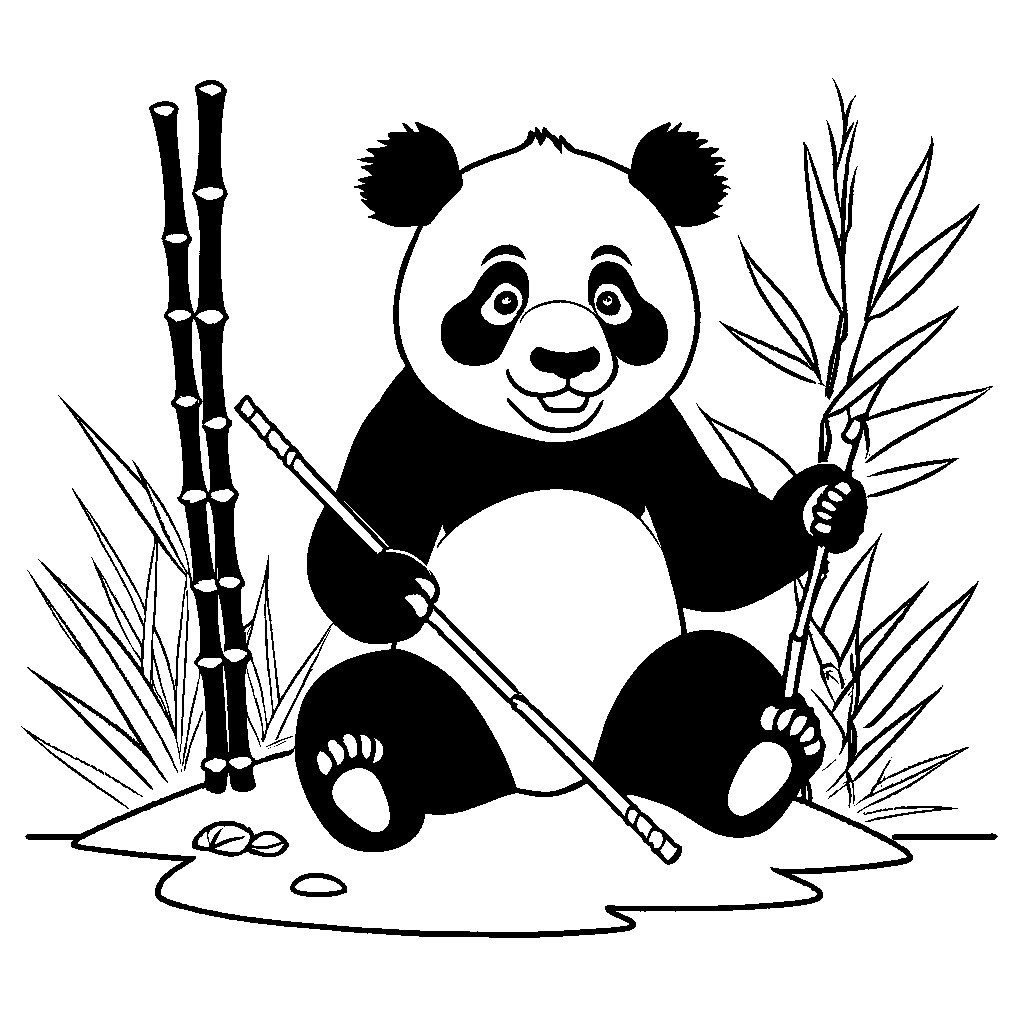 Smiling panda bear coloring sheet