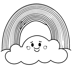 Smiling rainbow coloring page
