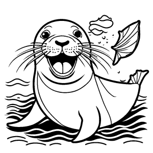 Happy seal coloring page
