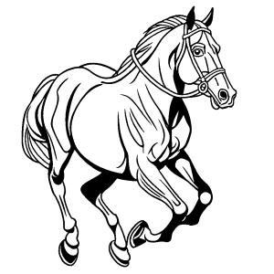 Horse coloring page with bridle and reins coloring page
