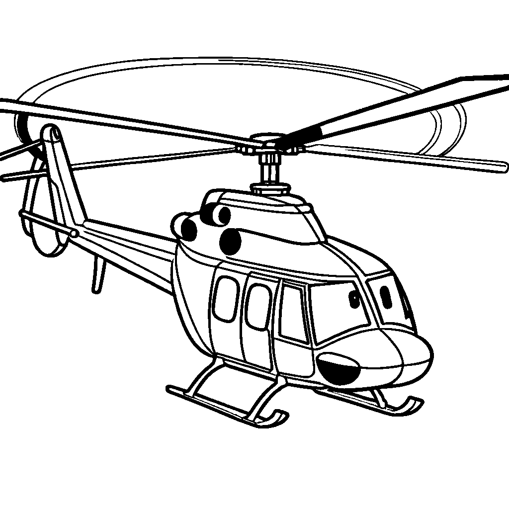 Line art of helicopter hovering with open doors coloring page