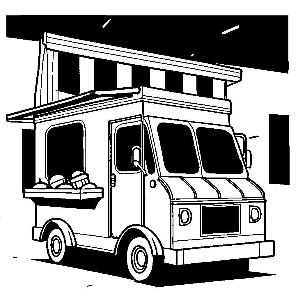 Ice cream truck sketch coloring page