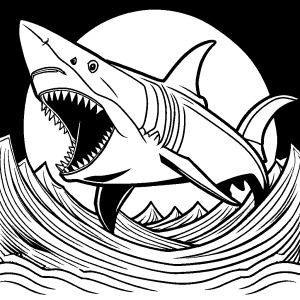 Megalodon Line Art for Kids coloring page
