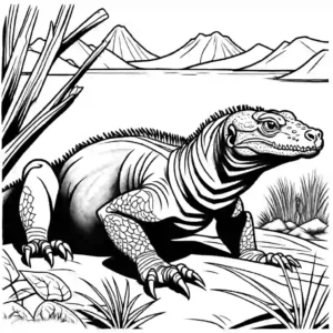 Komodo Dragon in natural habitat coloring page