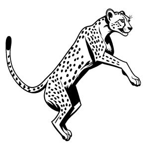 Cheetah leaping sketch with extended legs for coloring fun coloring page