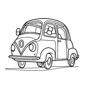 Funny car illustration with a lighthearted design coloring page