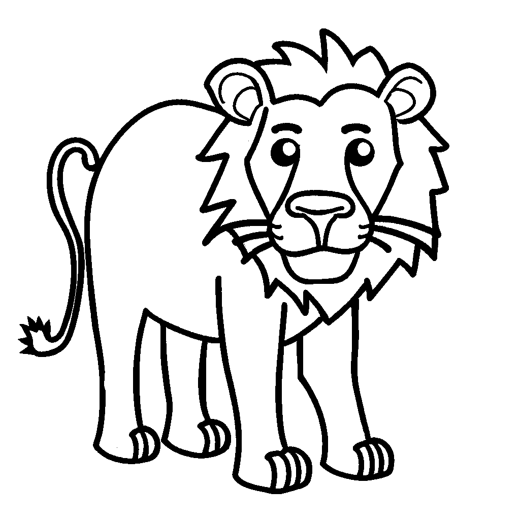 Lion Easy to Color Coloring Page