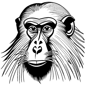 Detailed mandrill face outline coloring page