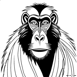 Mandrill black and white outline coloring page