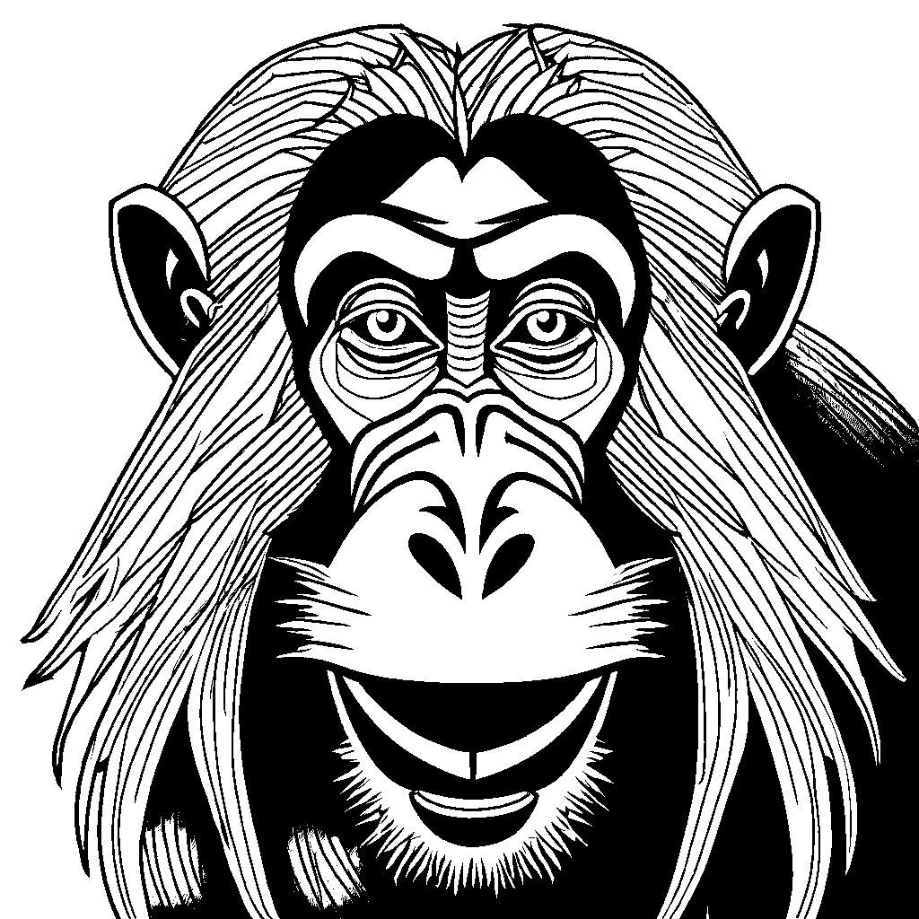 Colorful nose mandrill outline coloring page