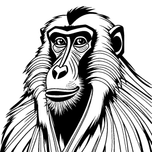 Long fur mandrill outline coloring page