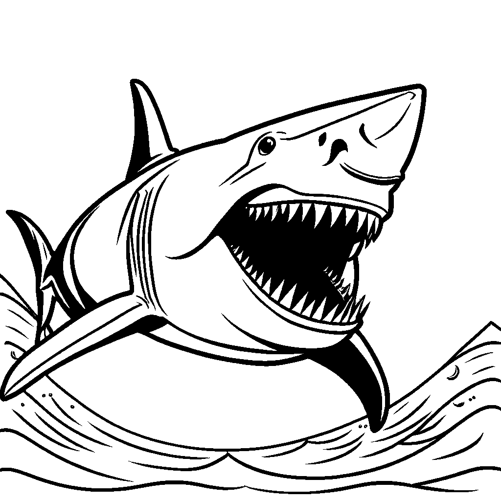 Megalodon shark drawing coloring page