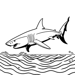 Megalodon Shark outline swimming in the ocean