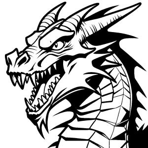 Fierce dragon with sharp teeth and menacing stare coloring page