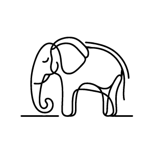 Simple and easy elephant drawing for coloring activity coloring page