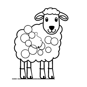 Happy sheep line drawing coloring page