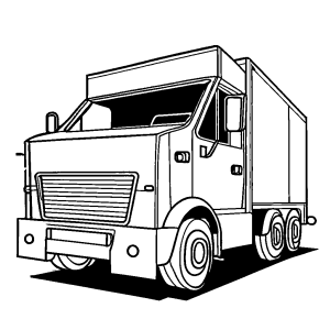 Modern delivery truck outline coloring page