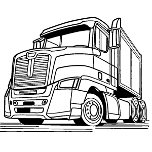 Smooth continuous line truck drawing coloring page